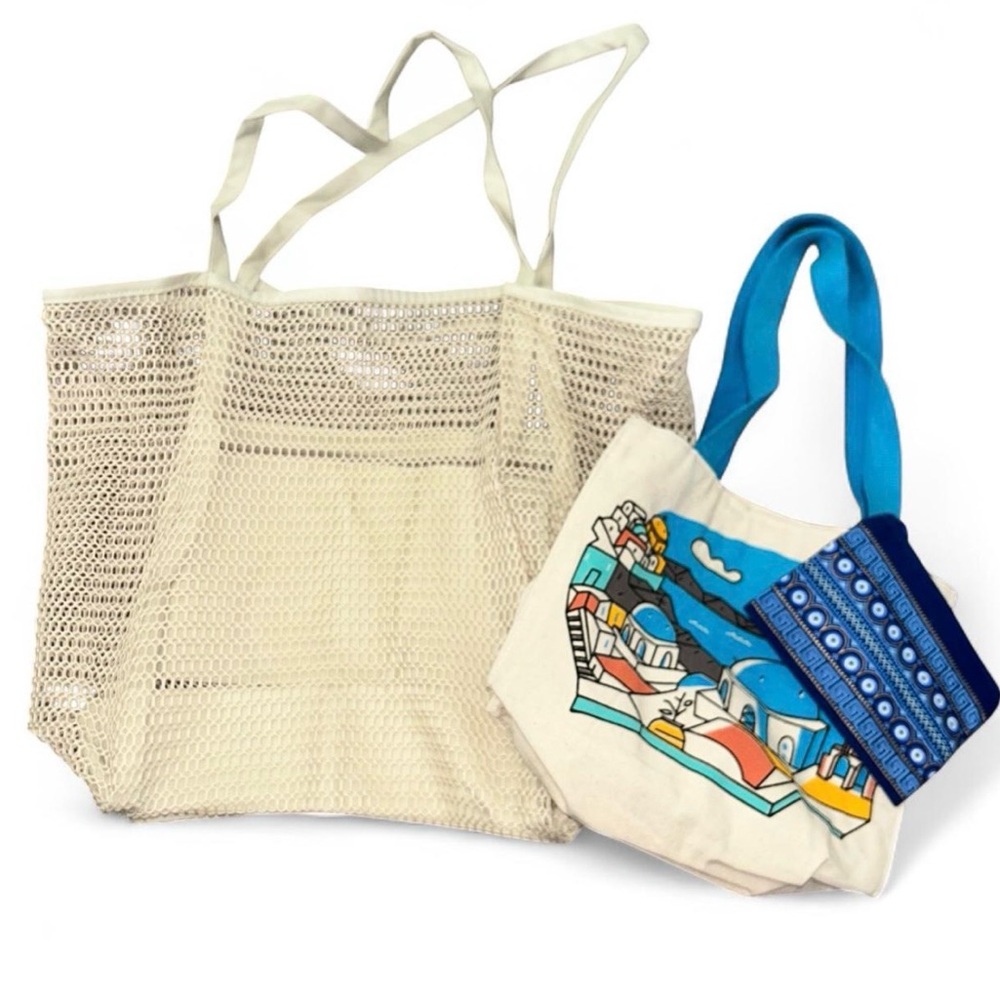 Bundle of Tote Bags with Colorful Design